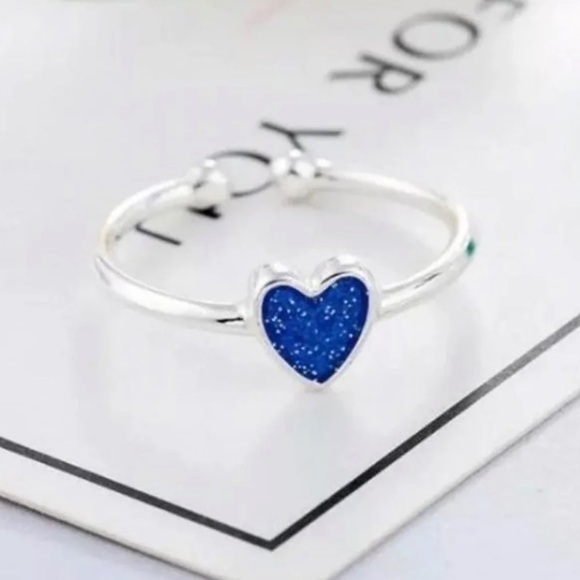 Jewelry - 💙 Shiny Sparkly Blue Heart S 925 Ring 💙